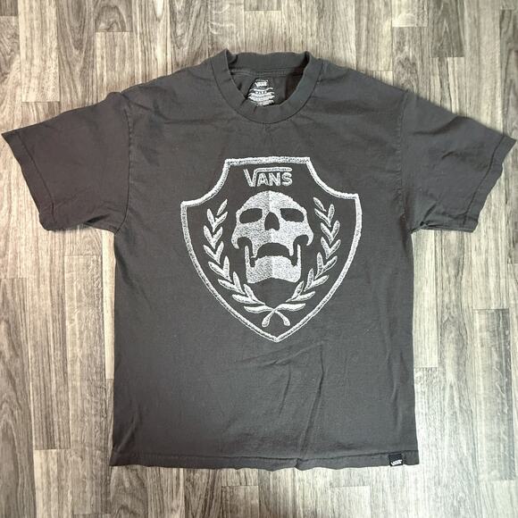 Vans Skull Crest Logo T-Shirt Men’s Size L Black Streetwear Skate Punk Tee - Picture 1 of 6
